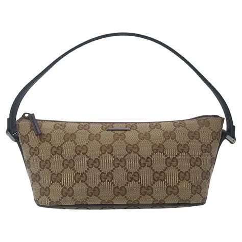 gucci brown diamante canvas boat pochette|Gucci Brown Diamante Canvas Boat Pochette Bag .